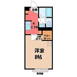 キラテックホワイト 1Kの間取図画像