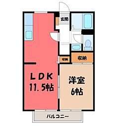ベルシオンB 1LDKの間取図画像