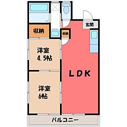 平出ハイツ 2LDKの間取図画像