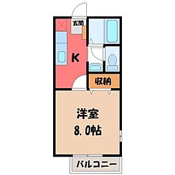 クラージュ2 1Kの間取図画像
