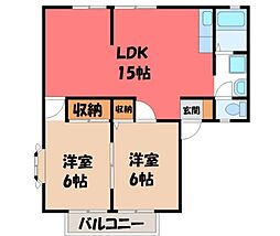 サンビレッジ戸祭A 2LDKの間取図画像