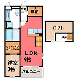 サニーヒルズ岡台2 1DKの間取図画像