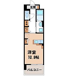 カシリ・エスポワール ワンルームの間取図画像