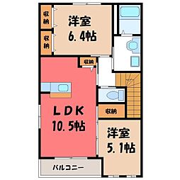 グローリオ 2LDKの間取図画像