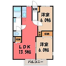 メゾンド・ファミーユB 2LDKの間取図画像
