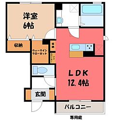 JR東北本線 小山駅 バス13分 犬塚交差点西下車 徒歩6分 1階/-