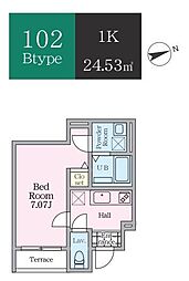 エトワールヴァリ プレリュード 1Kの間取図画像