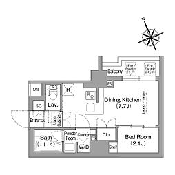 江戸川区東葛西6丁目マンション 1DKの間取図画像
