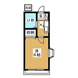 キグママンション 1Kの間取図画像