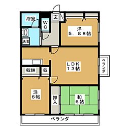 グロリア壹番館 3LDKの間取図画像