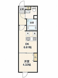 ヴランドール葛西 1DKの間取図画像