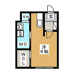 クレール4 ワンルームの間取図画像