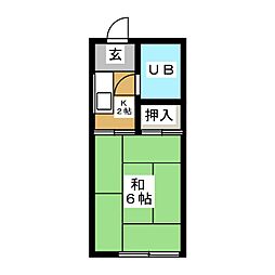 柿沢ハイツ 1Kの間取図画像