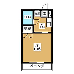 ゆうとぴあ1 1Kの間取図画像