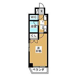 オランジェリー 1Kの間取図画像