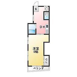 元澤ビル 1DKの間取図画像