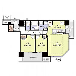 ザ・ファインタワー梅田豊崎 2LDKの間取図画像
