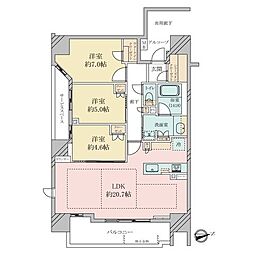 プラウド天王寺真田山 3LDKの間取図画像