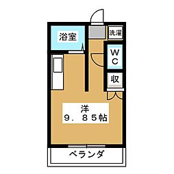YKハウス小仲台 1階ワンルームの間取り