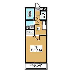 リブリ・ブルージュ 3階1Kの間取り