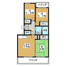 ロイヤルグレイス 3LDKの間取図画像