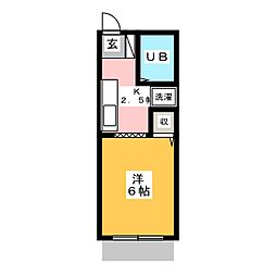 ユー・コーポA ワンルームの間取図画像
