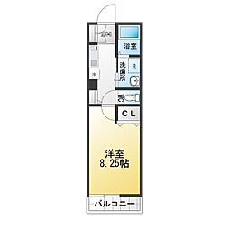グランディール 1Kの間取図画像