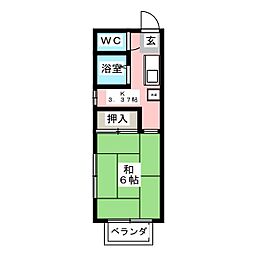 コスモスハイツ 1Kの間取図画像