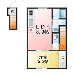 ナリトモ赤井A 1LDKの間取図画像