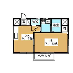 パールハイツA 1DKの間取図画像