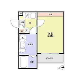 Kei-ei Residence稲毛 1Kの間取図画像