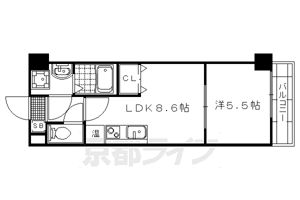 エスペランス中井II 406｜京都府京都市右京区西京極南大入町(賃貸マンション1LDK・4階・30.78㎡)の写真 その2