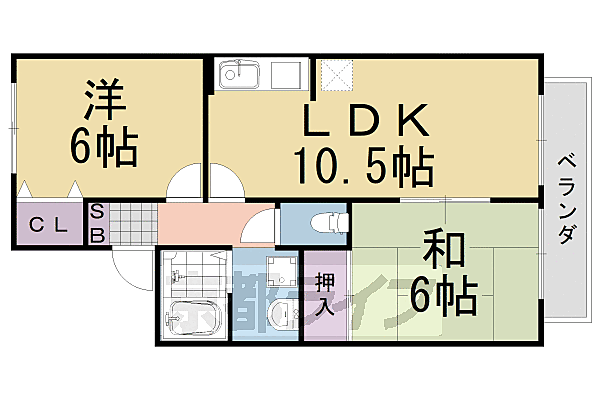 パークサイド桂川 202｜京都府京都市西京区松室吾田神町(賃貸アパート2LDK・2階・50.55㎡)の写真 その2