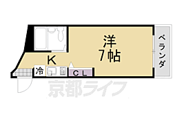レヴァン朝日 4階1Kの間取り