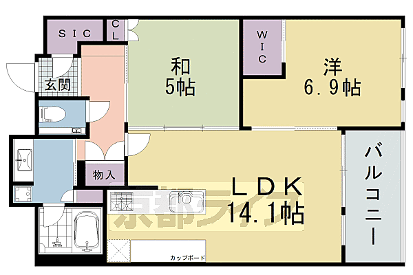 京都府京都市東山区小松町(賃貸マンション2LDK・2階・64.99㎡)の写真 その2
