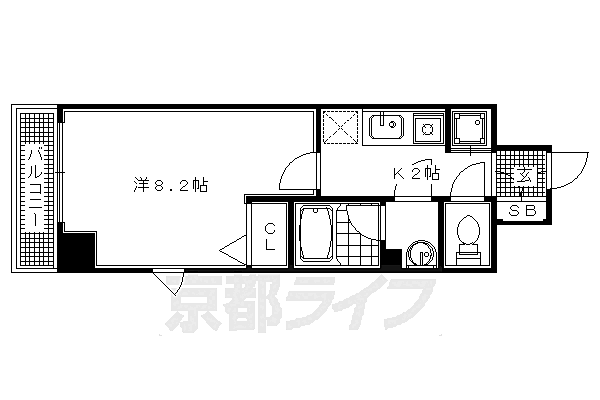 アスヴェル京都二条駅前II 504｜京都府京都市中京区聚楽廻中町(賃貸マンション1K・5階・25.81㎡)の写真 その2