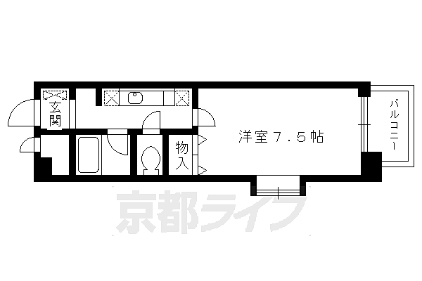 グリーンコートランザン 407｜京都府京都市右京区梅津尻溝町(賃貸マンション1K・4階・22.50㎡)の写真 その2