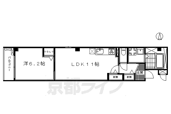 京都府京都市下京区佐女牛井町(賃貸マンション1LDK・3階・40.73㎡)の写真 その2