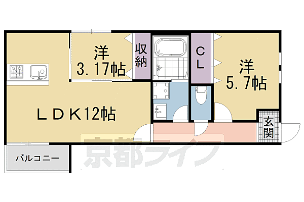 下津林番条町マンション 301｜京都府京都市西京区下津林番条町(賃貸マンション2LDK・3階・48.83㎡)の写真 その2