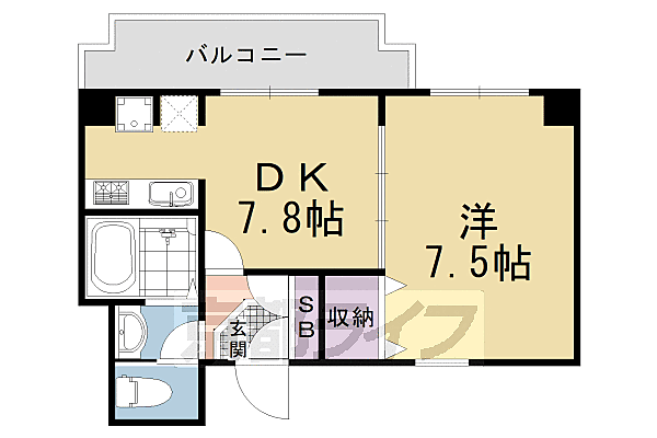 第43長栄大晋メゾネ西院ノ森 0205｜京都府京都市右京区西院日照町(賃貸マンション1DK・2階・34.20㎡)の写真 その2