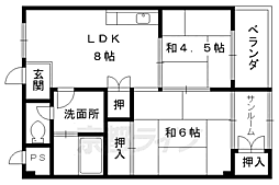 近鉄京都線 東寺駅 徒歩12分の賃貸マンション 2階2LDKの間取り