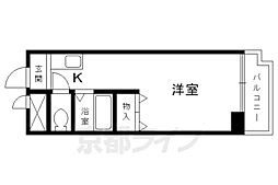 京都市営烏丸線 烏丸御池駅 徒歩4分の賃貸マンション 5階1Kの間取り