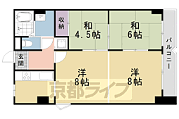 京都市営烏丸線 四条駅 徒歩5分の賃貸マンション 6階3LDKの間取り