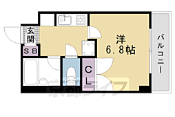 阪急京都本線 大宮駅 徒歩7分の賃貸マンション 2階1Kの間取り