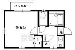 ウィズ山喜 2階1Kの間取り