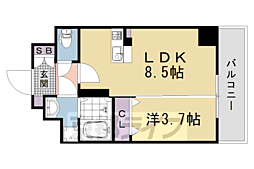 Ａｓｃｌａｉｒｅ京都西院 6階1DKの間取り