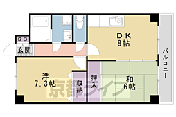 JR東海道・山陽本線 西大路駅 徒歩5分の賃貸マンション 5階2LDKの間取り