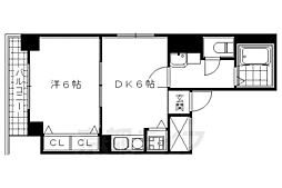 京都市営烏丸線 烏丸御池駅 徒歩5分の賃貸マンション 11階1DKの間取り