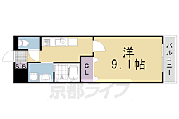 白樺荘 3階1Kの間取り