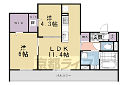 京都市下京区西七条八幡町アパート 2LDKの間取図画像